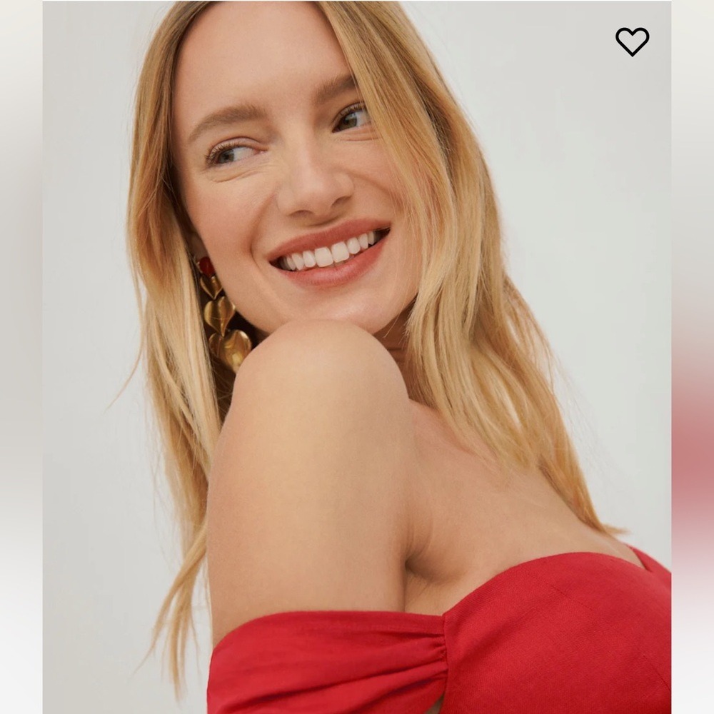 💫SALE Reformation Bridgton Linen Midi Dress Off Shoulder - Picture 4 of 14